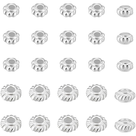 25 piezas 2 estilos 925 cuentas de plata esterlina, Rondana plana