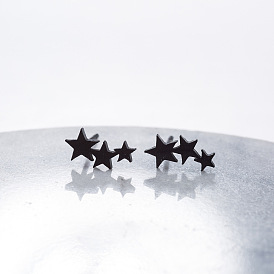 Chic Stainless Steel Geometric Earrings for Women - Sweet Pentagram Stars, Minimalist and Personalized Design
