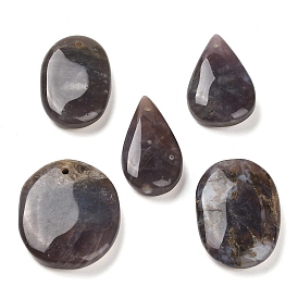 Natural Purple Agate Pendants, Teardrop/Oval Charms