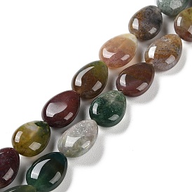 Natural Indian Agate Beads Strands, Flat Teardrop