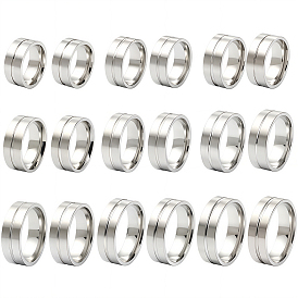 18 шт. 9 стили 201 нержавеющая сталь рифленые кольца для пальцев, кольцевой сердечник, для изготовления инкрустации