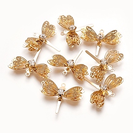 Латунные подвески, с кубического циркония, стрекоза, без никеля , прозрачные