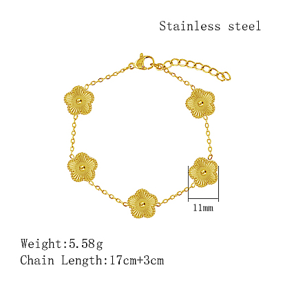 Stainless Steel Flower Link Chain Bracelet