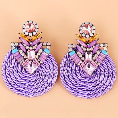 Vintage Handmade Diamond Braided Earrings for Chic and Unique Style