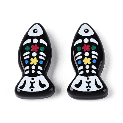 Печатные непрозрачные бусины из смолы, рыба