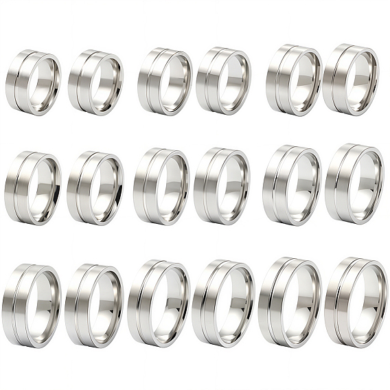 18 шт. 9 стили 201 нержавеющая сталь рифленые кольца для пальцев, кольцевой сердечник, для изготовления инкрустации