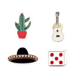 Cactus Guitar Planet Hat Pin Brooch Collar Badge DIY Succulent Jewelry