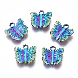 304 Stainless Steel Charms, Cadmium Free & Nickel Free & Lead Free, 3D Butterfly