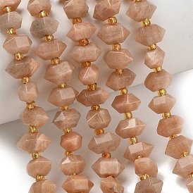 Натуральный Sunstone бисер пряди, шестигранные призмы, граненые