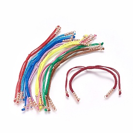 Fabrication de bracelets de perles tressées en nylon, avec des perles en laiton, plaqué longue durée, Véritable rose or plaqué