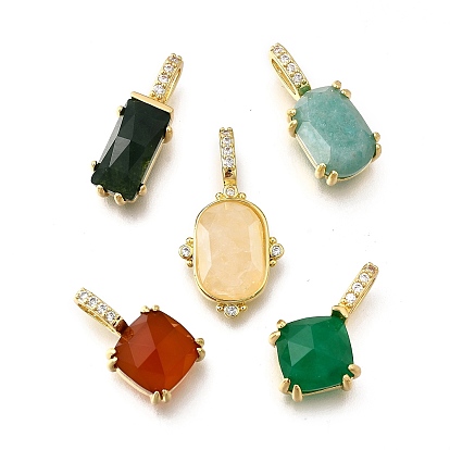 Ограненные подвески из натуральных драгоценных камней, латунные микропаве прозрачные кубические циркониевые подвески, реальный 18 k позолоченный