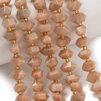 Натуральный Sunstone бисер пряди, шестигранные призмы, граненые