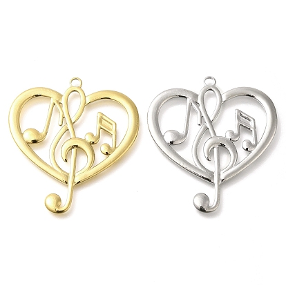 Ионное покрытие (ip) 304 подвески из нержавеющей стали, сердце с подвеской в виде музыкальной ноты
