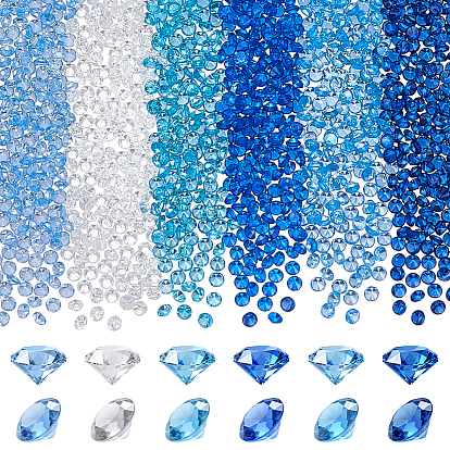 1200Pcs 6 Colors Cubic Zirconia Cabochons, Faceted, Diamond