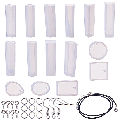 Поделки кулон решений, со смешанными формами DIY силиконовые формы, формы для литья смолы, для уф-смолы, изготовление ювелирных изделий из эпоксидной смолы и изготовление ожерелья из вощеного хлопкового шнура