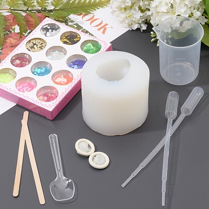 Olycraft DIY Ghost Silicone Molds Kits, Including Wooden Craft Sticks, Plastic Pipettes, Latex Finger Cots, Plastic Measuring Cups, plastic Spoon, Nail Art Sequins/Paillette
