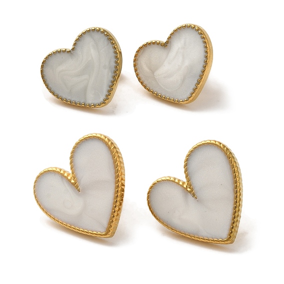 Ионное покрытие (ip) 304 серьги-гвоздики в форме сердца из нержавеющей стали, с эмалью