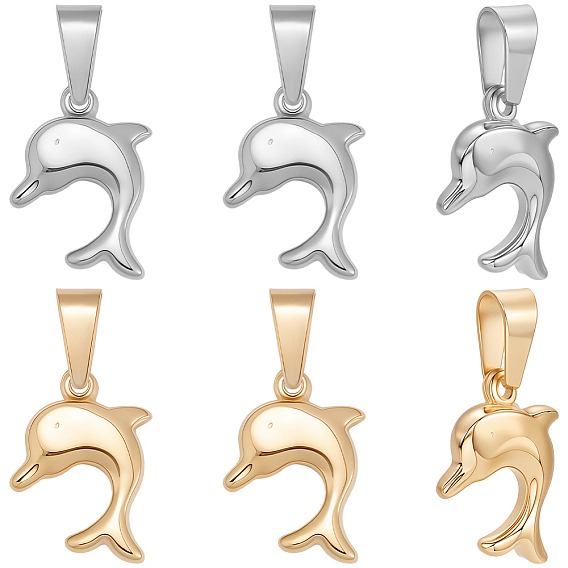 6 шт. 2 цвета 304 подвески из нержавеющей стали, прелести дельфинов