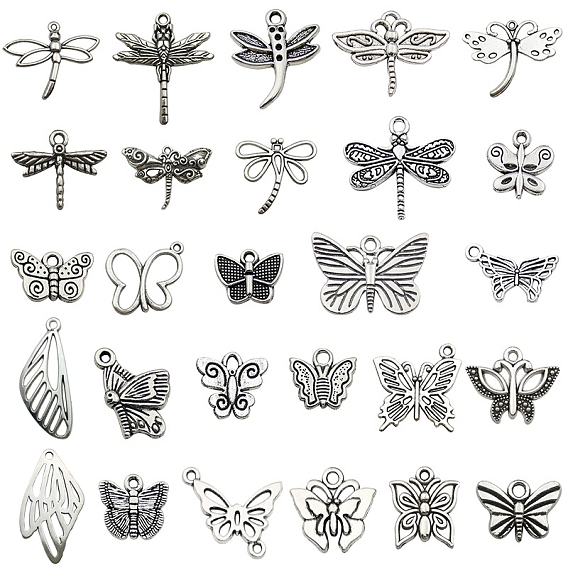 Tibetan Style Alloy Pendants, Butterfly & Dragonfly