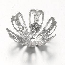 6 ионное покрытие лепестков (ip) 304 колпачки для бусинок из нержавеющей стали, причудливые шапочки для бус, 17x6 мм, отверстие : 1.5 мм