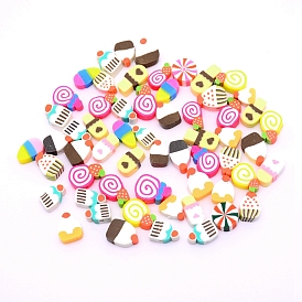 Handmade Polymer Clay Colours Beads, Mixed Cake Shape