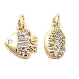 Покрытие стойки латунь с подвесками из фианита, долговечный, без свинца и без кадмия, рыба, подвески в форме ракушек, с целью перехода в кольце