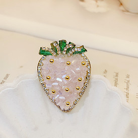 Crystal Diamond Heavy Industry Strawberry Brooch Women's Versatile Handmade Corsage Fashion Cute Badge Pin Buckle Accessories