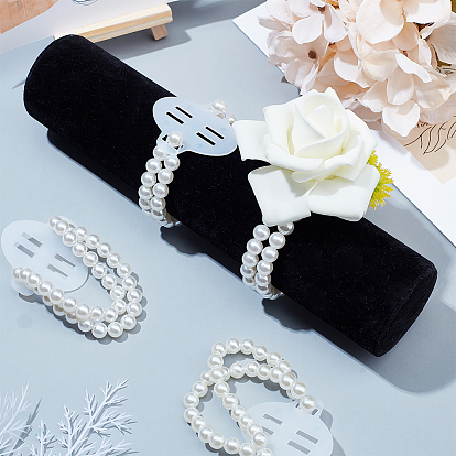 Plastic Imitation Pearl Stretch Bracelets, for Bridesmaid, Bridal, Party Jewelry(without Lace Edges), with Organza Bags