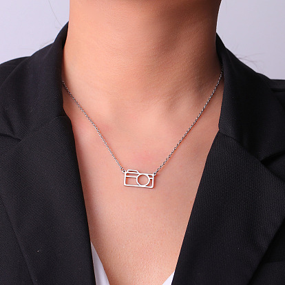 Hollow Camera Stainless Steel Pendant Necklace