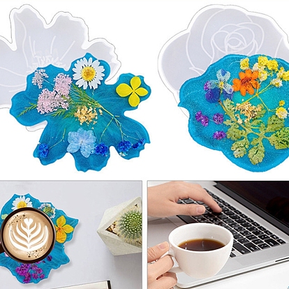 Coaster DIY Silicone Mold, Resin Casting Molds, for UV Resin, Epoxy Resin Craft Making