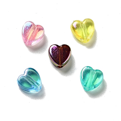 Eco-friendly Transparnt Plastic Beads, AB Colored, Heart