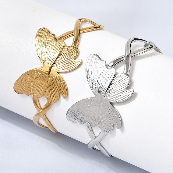 Бабочка 304 браслеты-манжеты из нержавеющей стали для женщин