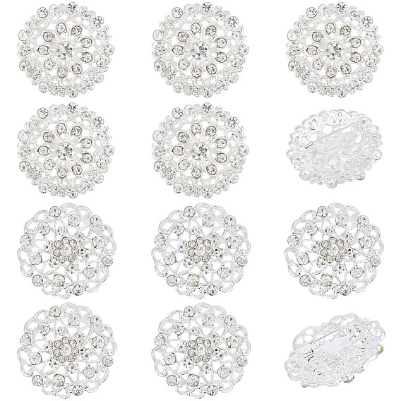 10шт 2 стиль хрустальный стразы цветок брошь булавка, значок из сплава для одежды, костюмов, куртки