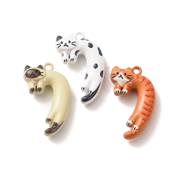 Baking Paint Zinc Alloy Pendants, Cat Shape Charms
