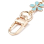 Alloy Enamel Flower Link Purse Strap Extenders, with Alloy Swivel Snap Clasps, Crystal Rhinestones, Bag Replacement Accessories