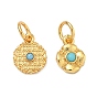 Латунные подвески, С бисером бирюзы смолы, реальный 24 k позолоченный