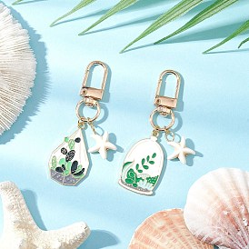 Подвесные украшения из эмалевого сплава для горшечных культур, с синтетической бирюзовой морской звездой и поворотными застежками из сплава