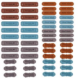 Etiquetas de microfibra de cuero, etiqueta en relieve hecha a mano, con agujeros, para jeans de bricolaje, , , accesorios de sombrero, rectángulo con mano palabra
