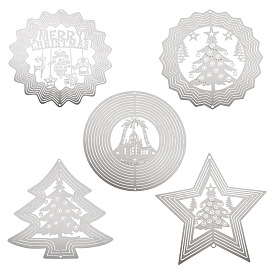 5шт. 5 стили рождественских 201 соединители из нержавеющей стали, вырезанные лазером, цвет нержавеющей стали, не тускнеет, гравированные металлические украшения