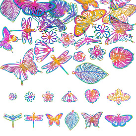 24 шт 12 стиль 201 филигранные подвески из нержавеющей стали, гравированные металлические украшения, разнообразные