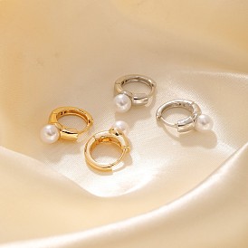 304 круглые серьги-кольца из нержавеющей стали, с имитацией жемчуга