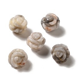 Perles de fleurs sculptées en agate folle naturelle, rose