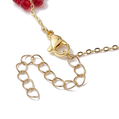 Electroplated Glass Flower Links Bracelets, Brass Cable Chain Bracelets for Women, Golden