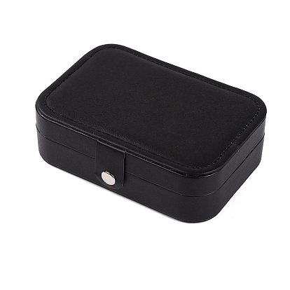 Rectangle PU Leather with Lint Jewelry Storage Box with Snap Button, Travel Portable Jewelry Case, for Necklaces, Rings, Earrings and Pendants
