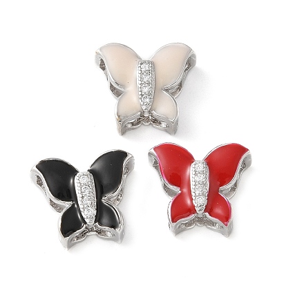 Латунные микропаве прозрачные кубические цирконии серебряные подвески, с эмалью, без кадмия и без свинца, долговечный, стойки покрытие, бабочка