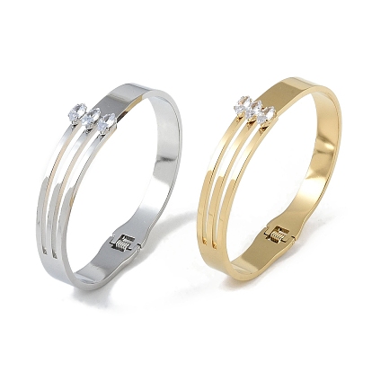 304 Stainless Steel & Glass Hollow Hinged Bangles for Women