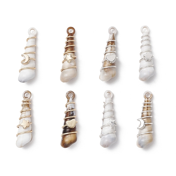 Подвески из меди, акрила и пластика, форма раковины