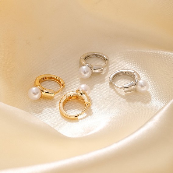 304 круглые серьги-кольца из нержавеющей стали, с имитацией жемчуга