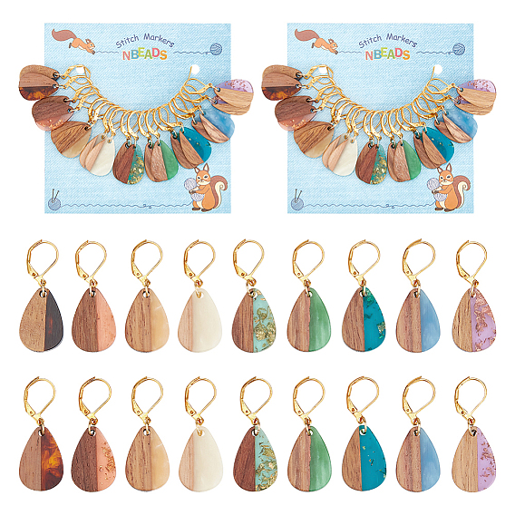 Маркеры петель для подвески из смолы и орехового дерева, подвески крючком, маркер с замком и кольцом с подвеской в виде винного бокала