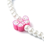 Glass Pearl Round Beaded Necklaces for Kid, with Polymer Clay Butterfly Beads